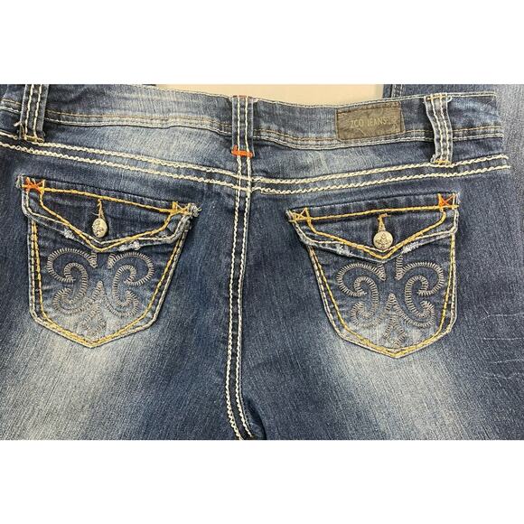 ZCO Bootcut Jeans Y2K Style Embellished Pockets Contrast Stitching Boho Size 13 - Picture 6 of 7